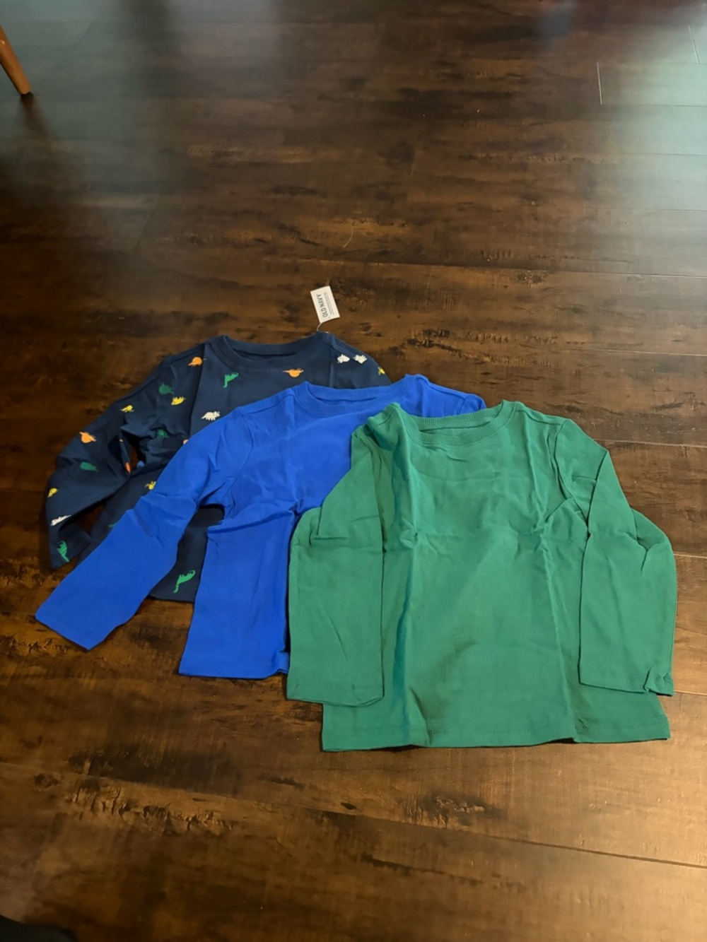 Toddler Long-Sleeve Crew Neck Shirt - Green, Blue & Navy (3-Pack) - 3T